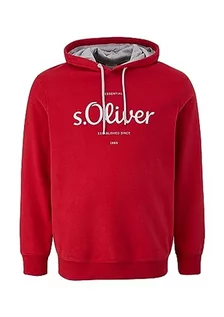 Bluzy męskie - s.Oliver Bluza męska z nadrukiem logo, czerwony, XXL - grafika 1