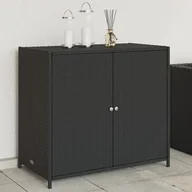 Pozostałe meble ogrodowe - Szafa ogrodowa vidaXL Szafka ogrodowa, czarna, 83x45x76 cm, polirattan - miniaturka - grafika 1
