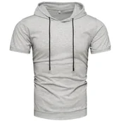 Koszulki męskie - T-shirt męski szary z kapturem Recea - miniaturka - grafika 1