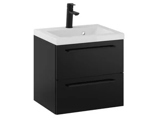 Szafka Wisząca Z Umywalką RON 50 cm - Czarny Mat - Uchwyty Czarne Matowe - Szafki łazienkowe - miniaturka - grafika 1