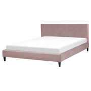 Łóżka - Beliani Łóżko różowe tapicerowane welur 160 x 200 cm FITOU - miniaturka - grafika 1