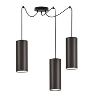 Lampy sufitowe - Czarna 3-płomienna lampa wisząca z brązowymi abażurami VIZELA T3 - miniaturka - grafika 1