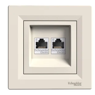 Schneider Gniazdo komp. 2xRJ45 kat.6e ASFORA - krem - Gniazdka elektryczne - miniaturka - grafika 1