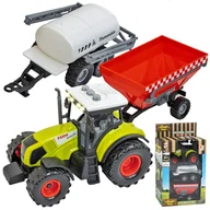 Samochody i pojazdy dla dzieci - CIĄGNIK TRAKTOR + PRZYCZEPA + BECZKA 3w1 Zestaw Farmera, maszyny rolnicze, ŚWIATŁO DŹWIĘK - miniaturka - grafika 1
