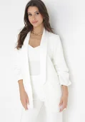 Marynarki i żakiety damskie - Biała Marynarka z Rękawami 7/8 i Ozdobnymi Klapami Edie - miniaturka - grafika 1