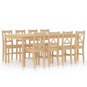 Stoły z krzesłami - vidaXL 9-częściowy zestaw mebli do jadalni, drewno sosnowe - miniaturka - grafika 1