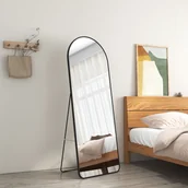 Lustra - Lustro stojące EMKE 160x60cm lustro pełnej długości czarna rama aluminiowa lustro zakrzywione lustro ubraniowe z folią okienną przeciwwybuchową - miniaturka - grafika 1