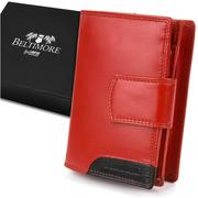 Portfele - Damski skórzany portfel duży pionowy RFiD czerwony BELTIMORE czerwony - miniaturka - grafika 1