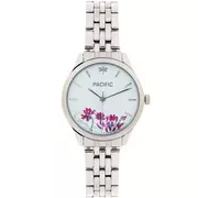 Zegarki damskie - Srebrny damski zegarek z kwiatami PACIFIC X6155-08 - miniaturka - grafika 1