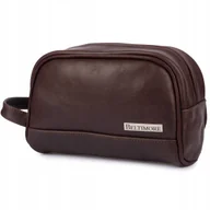 Nerki - Kosmetyczka Saszetka Skórzana Duża Podróżna Elegancka Skóra Brązowa - miniaturka - grafika 1