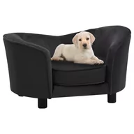 Legowiska dla psów - Vidaxl Lumarko Sofa dla psa, czarna, 69x49x40 cm, plusz i sztuczna skóra 171032 - miniaturka - grafika 1