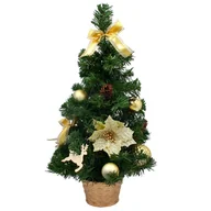 Choinki - Sztuczna choinka w doniczce ubrana złota 50 cm dekoracja świąteczna dekoracja bożonarodzeniowa - miniaturka - grafika 1