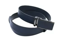 Paski - Pasek Męski Skórzany Arucce (PL) Skóra Licowa EXTRA 35 mm GRANATOWY Gładki Klamra Samozaciskowa SREBRNA 35 ZE SKÓRZANĄ WSTAWKĄ - miniaturka - grafika 1