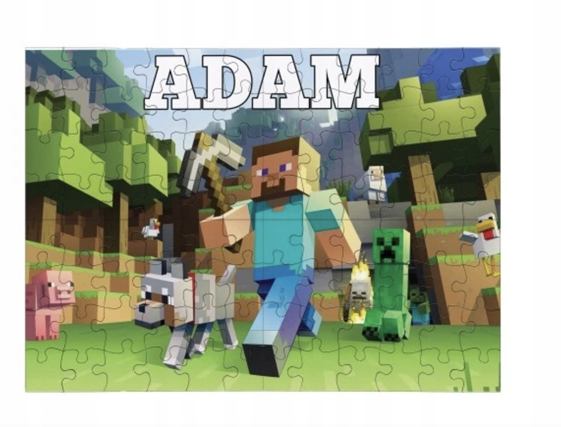 PUZZLE MINECRAFT GRA A3 252 el z Nadrukiem + IMIĘ Pudełko #35
