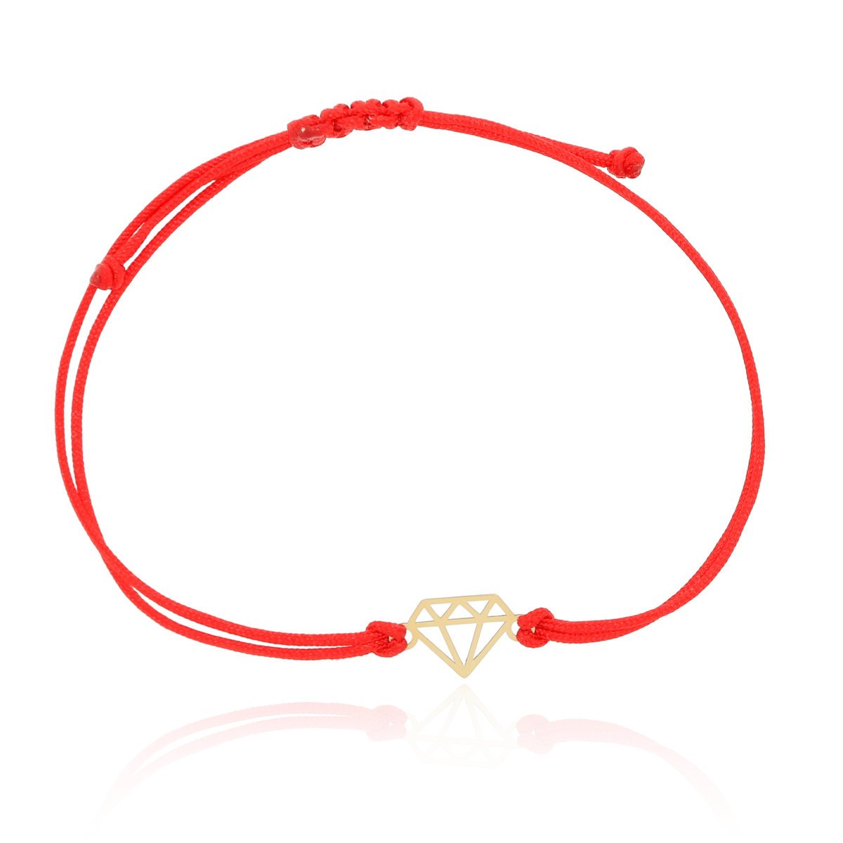 Bransoletka czerwony sznurek ze złotym diamentem pr.585