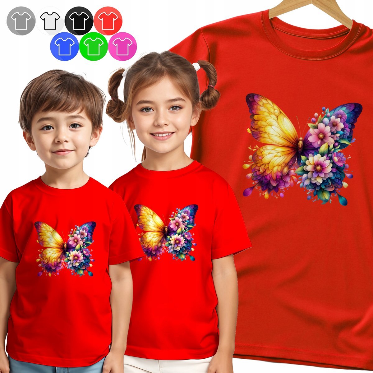 KOSZULKA DZIECIĘCA T-SHIRT - SERCE SZPILKI PERFUMY CZERW WZORY - L