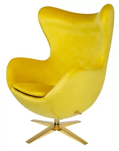 King Home Fotel EGG SZEROKI VELVET GOLD żółty.20 welur podstawa złota - Fotele - miniaturka - grafika 1