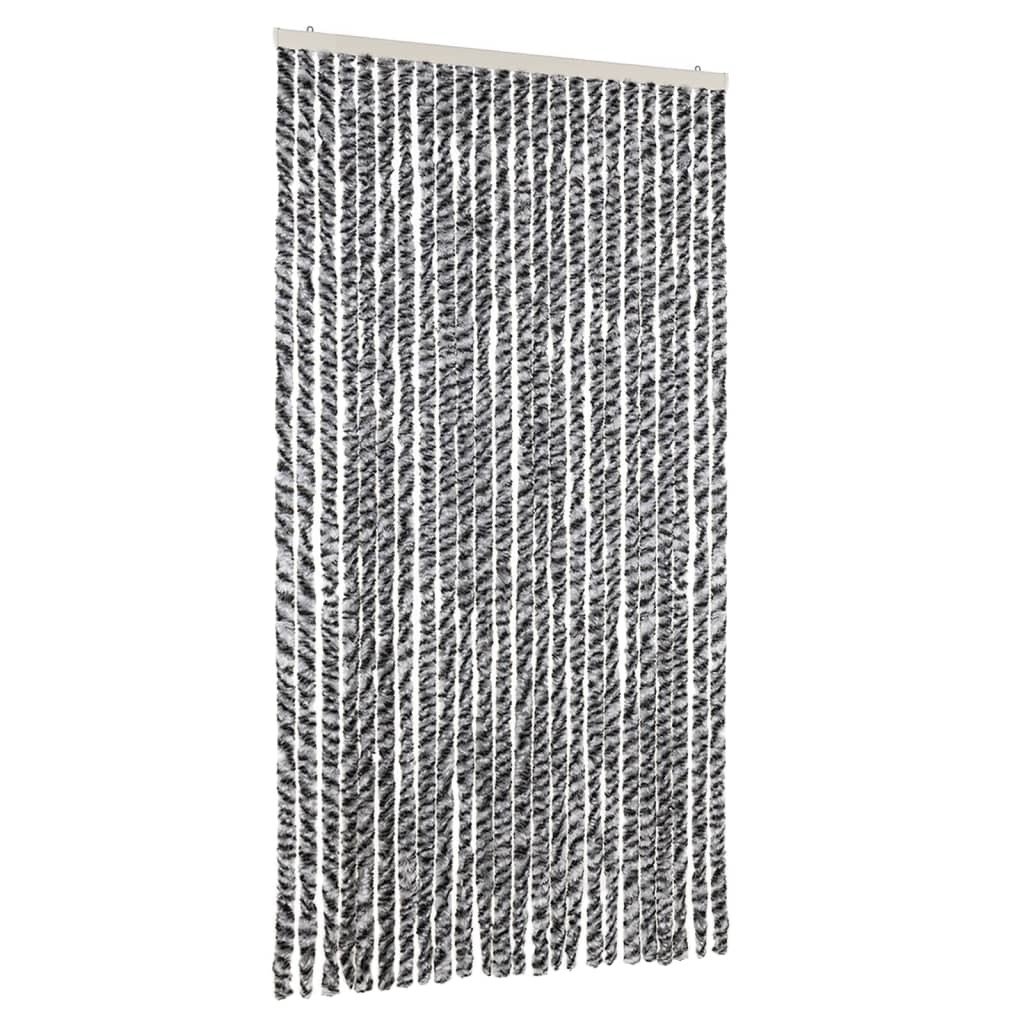 vidaXL Szenilowa zasłona muchowa szara, czarna i biała 100x220 cm