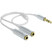 Złącza, przejściówki, adaptery - Delock Impakt ADAPTER JACK STEREO MINI(M) 3,5MM 3-PIN->JACK STEREO MINI(F) 3-PIN X2 BIAŁY 25CM - miniaturka - grafika 1