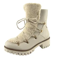 Botki damskie - Śniegowce botki damskie zimowe JEZZI ocieplane beż - miniaturka - grafika 1