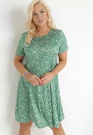 Sukienki - Zielona Rozkloszowana Sukienka Midi w Kwiaty Titarine - miniaturka - grafika 1