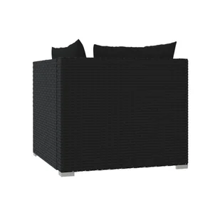 2-osobowa sofa z poduszkami, czarna, polirattan - Sofy ogrodowe - miniaturka - grafika 7
