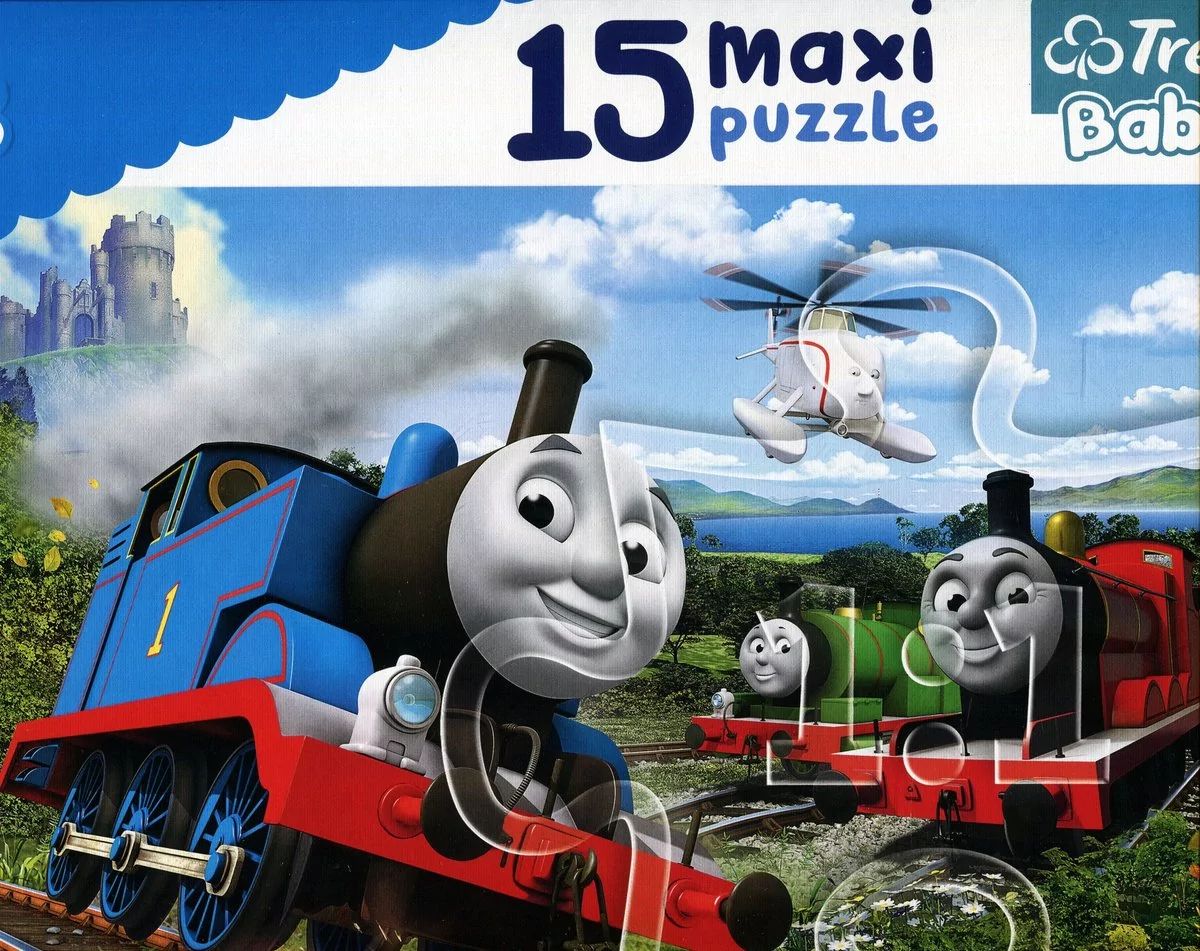 Trefl Puzzle 15 Maxi Tomek i przyjaciele Pędzące lokomotywy