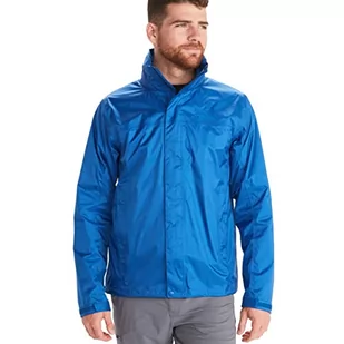Marmot Meżczyzni PreCip Eco Jacket S22, Wodoodporna kurtka przeciwdeszczowa, oddychający płaszcz przeciwdeszczowy z kapturem, lekka wiatrówka hardshell na wędrówki, Dark Azure, M - Płaszcze damskie - miniaturka - grafika 1