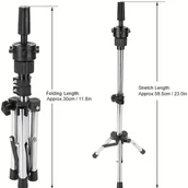 Pozostałe akcesoria fryzjerskie - TEMU Regulowany stojak na głowę peruki z podstawą na 3 nogach - Bezpieczny i wygodny klips do włosów dla peruk, przedłużeń, szkolenia w zakresie - - miniaturka - grafika 1