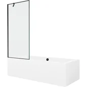 Wanny - Mexen Cube wanna prostokątna 170 x 80 cm z obudową i parawanem 1-skrzydłowym 80 cm, czarny wzór - miniaturka - grafika 1