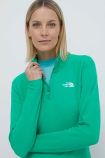Bluzy damskie - The North Face bluza sportowa 100 Glacier kolor zielony gładka - grafika 1