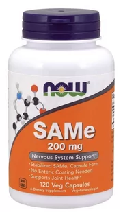 NOW Foods - SAMe, 200mg, 120 vkaps - Witaminy i minerały - miniaturka - grafika 1