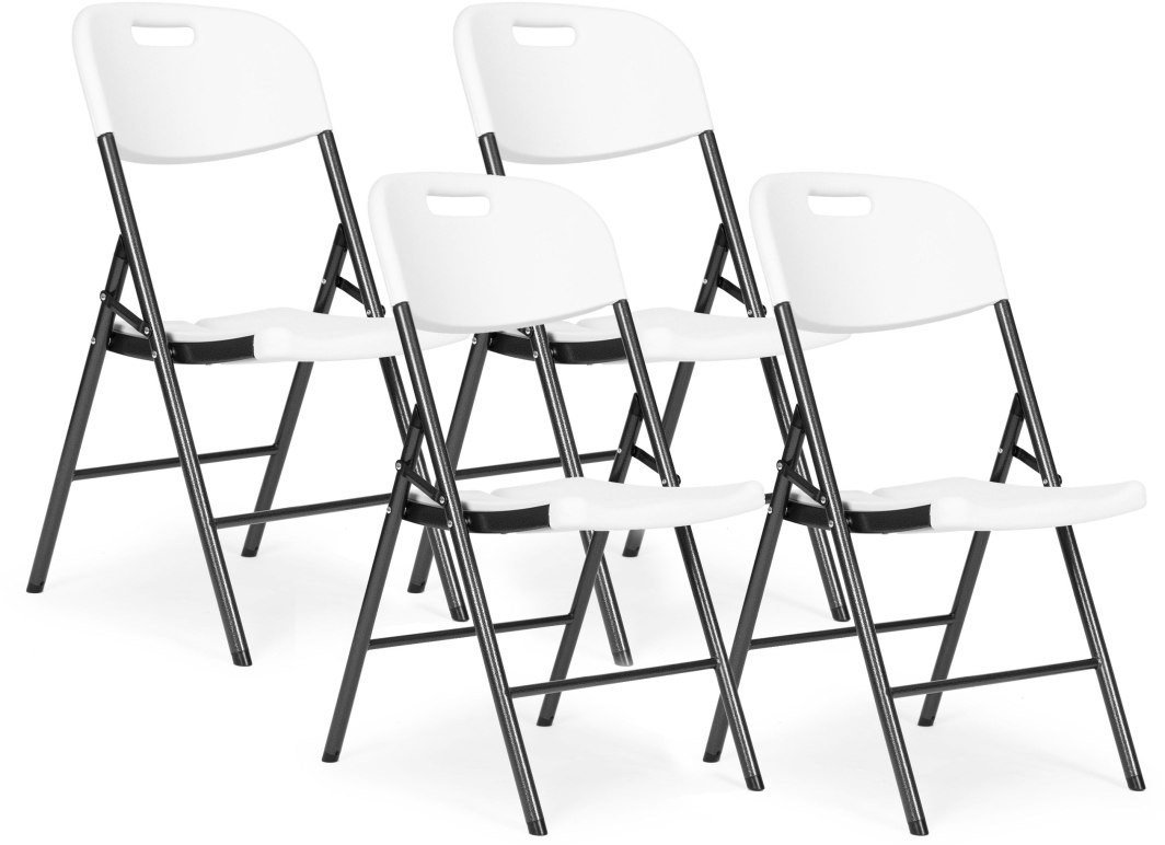 Komplet 4 krzeseł składanych zestaw cateringowy metal HDPE białe ModernHome