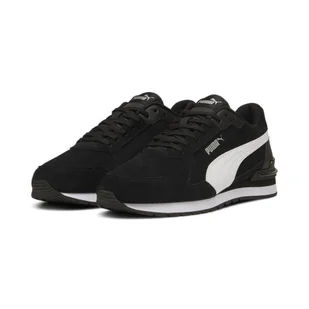 Sneakersy zamszowe unisex ST Runner v4 PUMA Black White Silver Metallic - Buty trekkingowe damskie - miniaturka - grafika 1