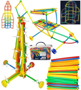 Klocki SŁOMKI ŚWIECĄCE FLUO 1000el konstrukcyjne - Klocki - miniaturka - grafika 1