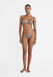 Stroje kąpielowe - Stradivarius Figi brazylijskie od bikini w paski ze sznurkami  Ecru XL - grafika 1