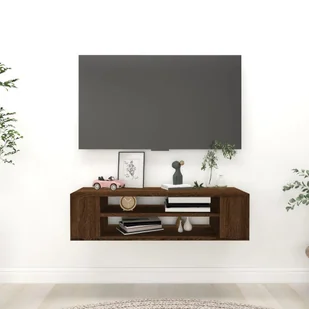 vidaXL Wisząca szafka pod TV, brązowy dąb, 100x30x26,5 cm - Szafki RTV - miniaturka - grafika 1