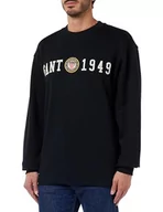 Bluzy męskie - GANT Crest C-Neck bluza męska, czarny, L - miniaturka - grafika 1