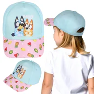 Czapki damskie - Bluey Turkusowo-różowa BAWEŁNIANA czapka z daszkiem NA LATO dla dziewczynki 100% BAWEŁNA 54 cm - miniaturka - grafika 1