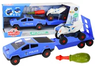 Samochody i pojazdy dla dzieci - Zestaw Nowoczesne Auto z Quadem i Lawetą Do Rozkręcania DIY Niebieski - miniaturka - grafika 1