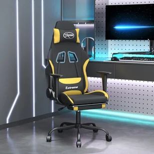 vidaXL Fotel gamingowy z masażem i podnóżkiem czarno-żółty - Fotel gamingowy - Fotele gamingowe - Fotel biurowy - Krzesło - Fotele gamingowe - miniaturka - grafika 1