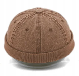 Czapka DOKERKA krótka leonka bez daszka BRĄZOWA Pako Jeans - Czapki i chusty sportowe męskie - miniaturka - grafika 1