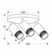 Lampy sufitowe - Czarno-złota lampa sufitowa z trzema tubami 98-27696 z serii FLIN - miniaturka - grafika 1