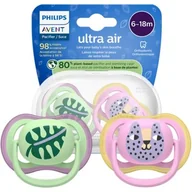 Smoczki uspokajające - Smoczek PHILIPS Avent Ultra Air SCF087/13 6-18 m Wielokolorowy (2 sztuki) - miniaturka - grafika 1