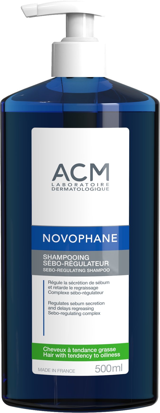 Laboratoire ACM, Novophane, Hair Treatment Shampoo, For Regulation Of Excessive Sebum, For Oily Hair, 500 ml For Women