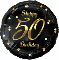 Urodziny dla dorosłych - Balon foliowy na pięćdziesiątkę ze złotym nadrukiem - 45 cm - 1 szt. - miniaturka - grafika 1