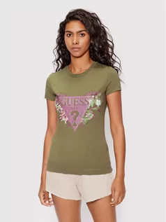 Koszulki i topy damskie - Guess T-Shirt W2YI29 J1311 Zielony Slim Fit - grafika 1