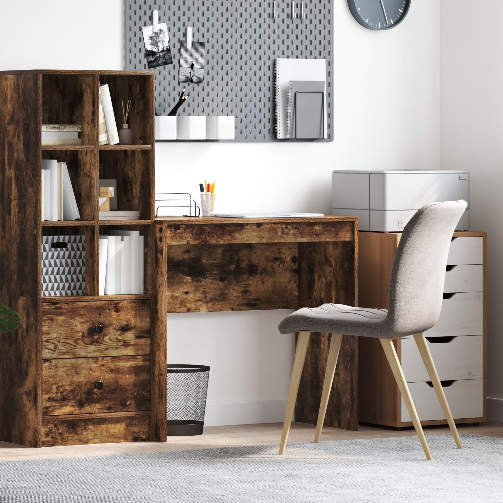 vidaXL Biurko do pisania Wędzone dębowe Drewno inżynieryjne Kompaktowe