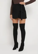 Spódnice - Czarna Kopertowa Spódnica Mini z Wiązaniem Reasmey - miniaturka - grafika 1