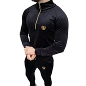 Bluzy sportowe męskie - FURIA Dres Welurowy Męski Small Logo Black/Gold - miniaturka - grafika 1